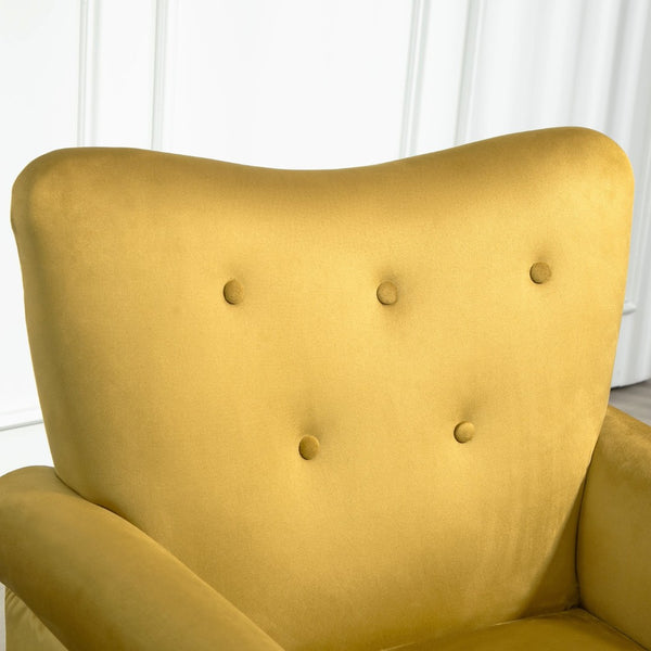 English Elm Mid-Century Modern Wingback Armchair Upholstered Club Seat with Tapered Wood Legs Mustard yellow B2735P510338