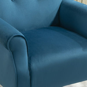 English Elm Mid-Century Modern Wingback Armchair Upholstered Club Seat with Tapered Wood Legs Navy B2735P510339