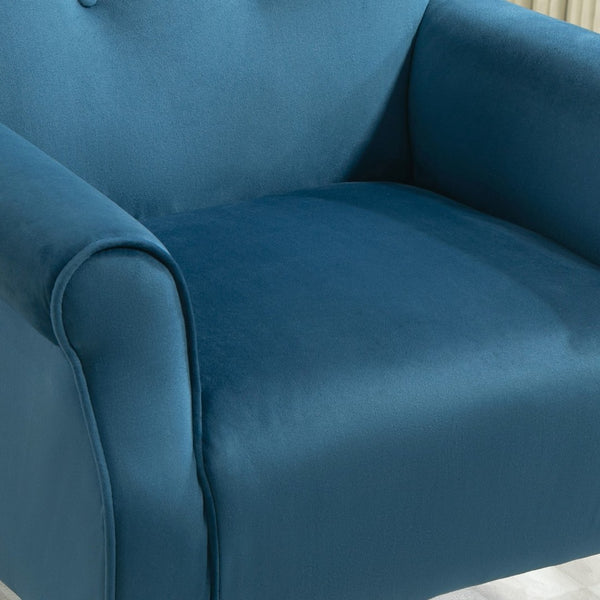 English Elm Mid-Century Modern Wingback Armchair Upholstered Club Seat with Tapered Wood Legs Navy B2735P510339