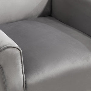 English Elm Mid-Century Modern Wingback Armchair Upholstered Club Seat with Tapered Wood Legs Grey B2735P510340