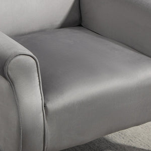 English Elm Mid-Century Modern Wingback Armchair Upholstered Club Seat with Tapered Wood Legs Grey B2735P510340