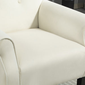 English Elm Mid-Century Modern Wingback Armchair Upholstered Club Seat with Tapered Wood Legs Ivory B2735P510341