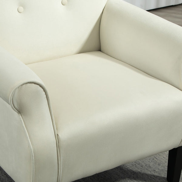 English Elm Mid-Century Modern Wingback Armchair Upholstered Club Seat with Tapered Wood Legs Ivory B2735P510341
