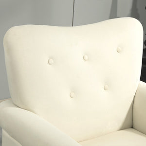 English Elm Mid-Century Modern Wingback Armchair Upholstered Club Seat with Tapered Wood Legs Ivory B2735P510341