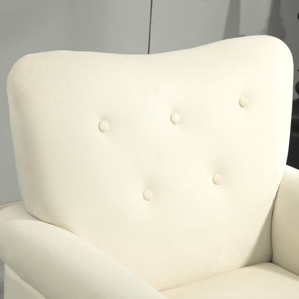 English Elm Mid-Century Modern Wingback Armchair Upholstered Club Seat with Tapered Wood Legs Ivory B2735P510341
