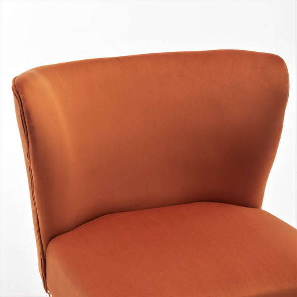 English Elm Printed Cloth Slipper Chair Armless Nailhead Trim Metal Legs Modern Accent Seating Orange B2735P510458