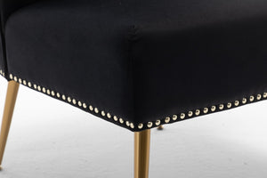English Elm Printed Cloth Slipper Chair Armless Nailhead Trim Metal Legs Modern Accent Seating Black B2735P510459