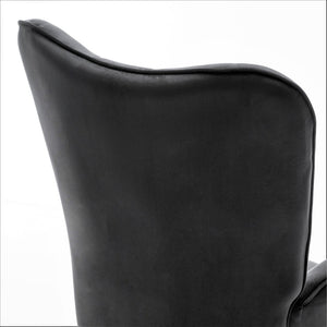 English Elm Mid-Century Modern Wingback Chair Tufted Polyester Upholstery Splayed Wood Legs Black B2735P511065