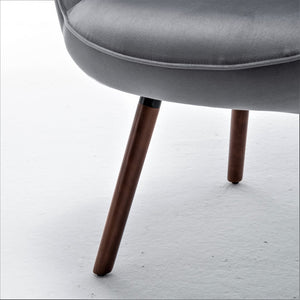 English Elm Mid-Century Modern Wingback Chair Tufted Polyester Upholstery Splayed Wood Legs Grey B2735P511066