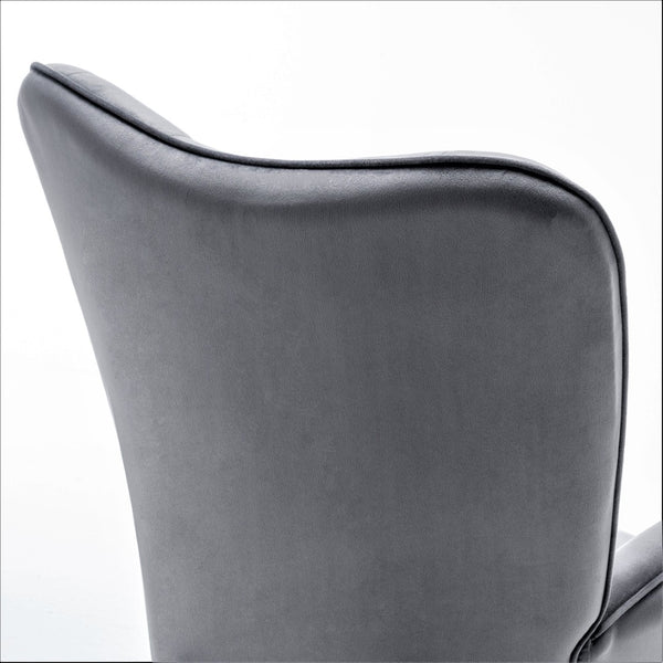 English Elm Mid-Century Modern Wingback Chair Tufted Polyester Upholstery Splayed Wood Legs Grey B2735P511066