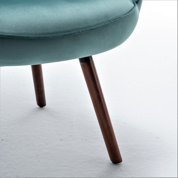 English Elm Mid-Century Modern Wingback Chair Tufted Polyester Upholstery Splayed Wood Legs Blue Gray B2735P511068