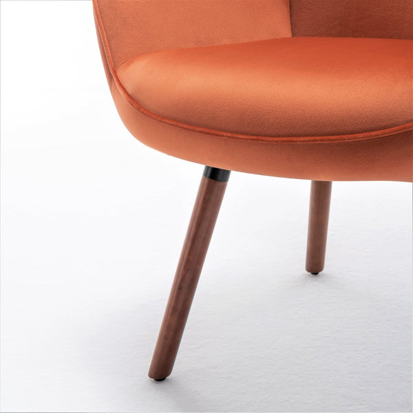 English Elm Mid-Century Modern Wingback Chair Tufted Polyester Upholstery Splayed Wood Legs Orange B2735P511069