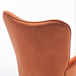 English Elm Mid-Century Modern Wingback Chair Tufted Polyester Upholstery Splayed Wood Legs Orange B2735P511069