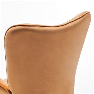 English Elm Mid-Century Modern Wingback Chair Tufted Polyester Upholstery Splayed Wood Legs Mustard yellow B2735P511070