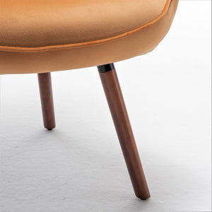 English Elm Mid-Century Modern Wingback Chair Tufted Polyester Upholstery Splayed Wood Legs Mustard yellow B2735P511070