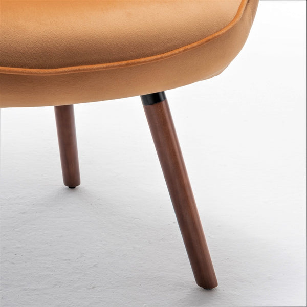 English Elm Mid-Century Modern Wingback Chair Tufted Polyester Upholstery Splayed Wood Legs Mustard yellow B2735P511070