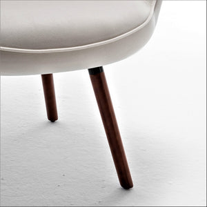 English Elm Mid-Century Modern Wingback Chair Tufted Polyester Upholstery Splayed Wood Legs Ivory B2735P511071