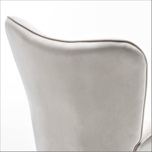 English Elm Mid-Century Modern Wingback Chair Tufted Polyester Upholstery Splayed Wood Legs Ivory B2735P511071