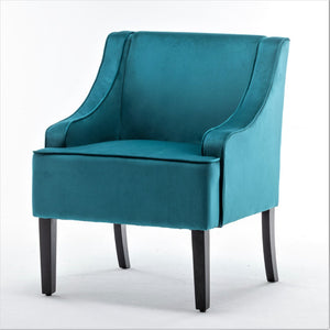 English Elm Versatile Solid Wood Accent Chair Velvet Upholstered Tailored Silhouette for Dining Bedroom Teal Blue B2735P511129