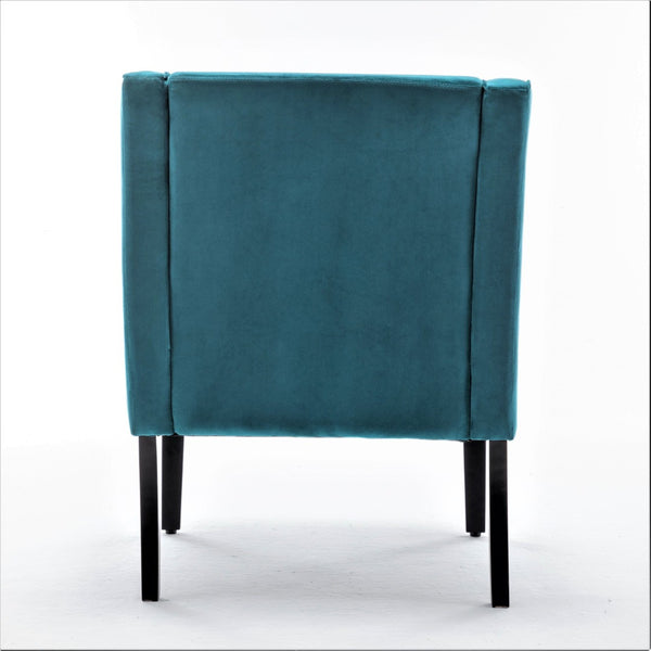 English Elm Versatile Solid Wood Accent Chair Velvet Upholstered Tailored Silhouette for Dining Bedroom Teal Blue B2735P511129