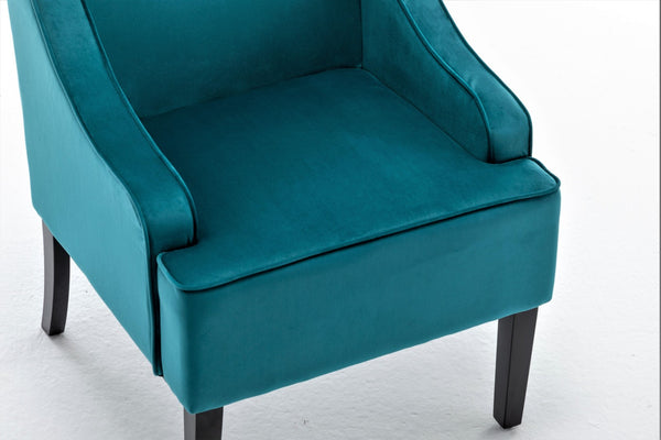 English Elm Versatile Solid Wood Accent Chair Velvet Upholstered Tailored Silhouette for Dining Bedroom Teal Blue B2735P511129