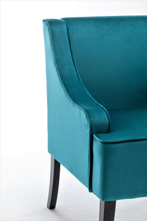 English Elm Versatile Solid Wood Accent Chair Velvet Upholstered Tailored Silhouette for Dining Bedroom Teal Blue B2735P511129