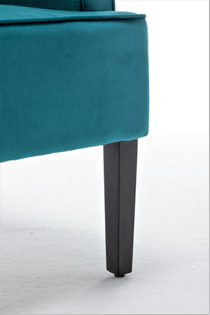 English Elm Versatile Solid Wood Accent Chair Velvet Upholstered Tailored Silhouette for Dining Bedroom Teal Blue B2735P511129