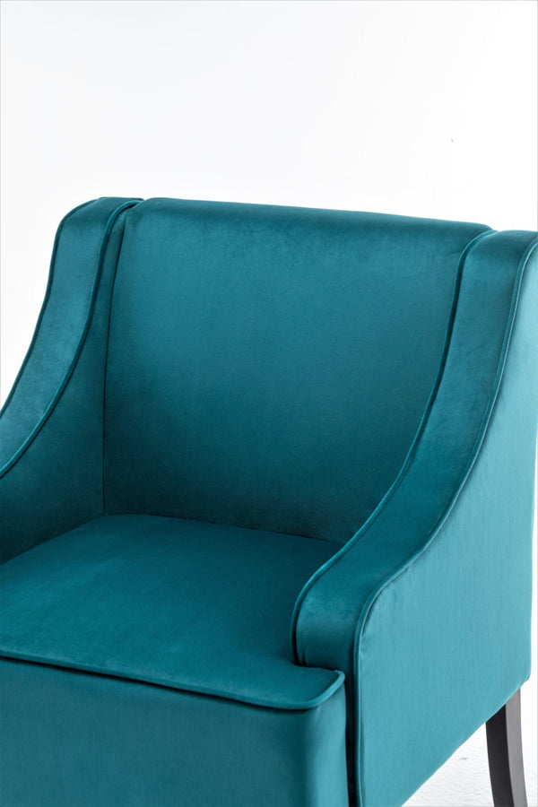 English Elm Versatile Solid Wood Accent Chair Velvet Upholstered Tailored Silhouette for Dining Bedroom Teal Blue B2735P511129