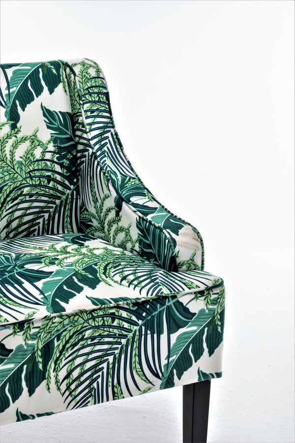 English Elm Versatile Solid Wood Accent Chair Velvet Upholstered Tailored Silhouette for Dining Bedroom Green Leaves B2735P511130