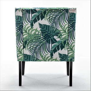 English Elm Versatile Solid Wood Accent Chair Velvet Upholstered Tailored Silhouette for Dining Bedroom Green Leaves B2735P511130