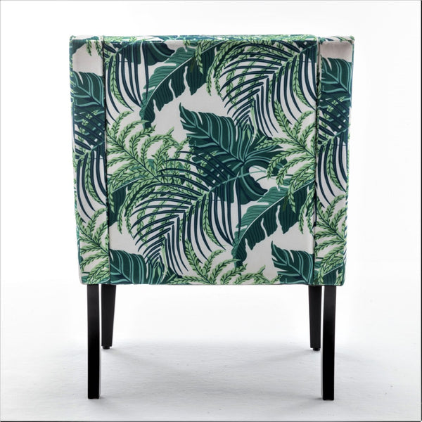 English Elm Versatile Solid Wood Accent Chair Velvet Upholstered Tailored Silhouette for Dining Bedroom Green Leaves B2735P511130