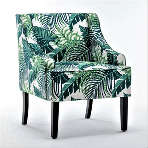 English Elm Versatile Solid Wood Accent Chair Velvet Upholstered Tailored Silhouette for Dining Bedroom Green Leaves B2735P511130