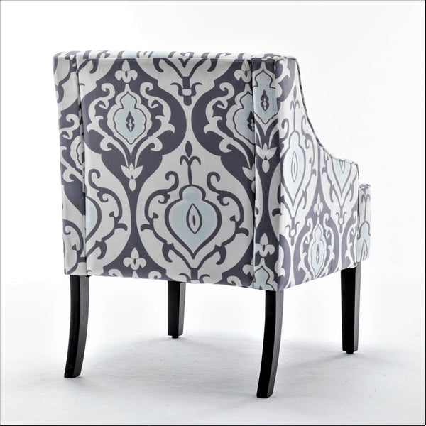 English Elm Versatile Solid Wood Accent Chair Velvet Upholstered Tailored Silhouette for Dining Bedroom White+gray B2735P511132