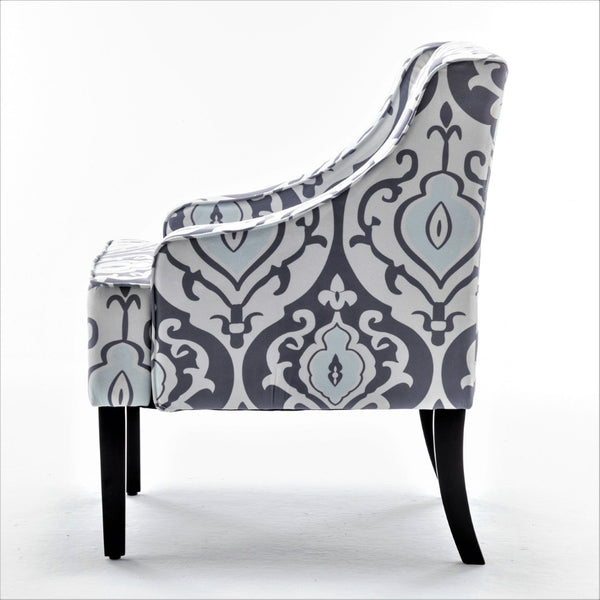 English Elm Versatile Solid Wood Accent Chair Velvet Upholstered Tailored Silhouette for Dining Bedroom White+gray B2735P511132
