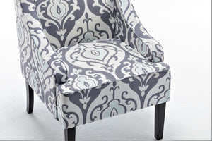 English Elm Versatile Solid Wood Accent Chair Velvet Upholstered Tailored Silhouette for Dining Bedroom White+gray B2735P511132
