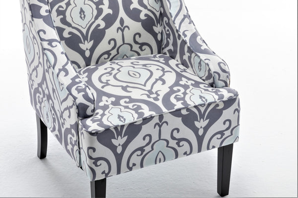 English Elm Versatile Solid Wood Accent Chair Velvet Upholstered Tailored Silhouette for Dining Bedroom White+gray B2735P511132
