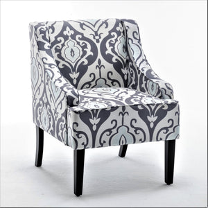 English Elm Versatile Solid Wood Accent Chair Velvet Upholstered Tailored Silhouette for Dining Bedroom White+gray B2735P511132