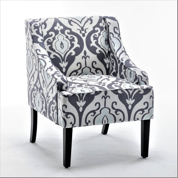 English Elm Versatile Solid Wood Accent Chair Velvet Upholstered Tailored Silhouette for Dining Bedroom White+gray B2735P511132