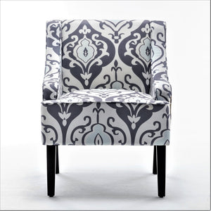 English Elm Versatile Solid Wood Accent Chair Velvet Upholstered Tailored Silhouette for Dining Bedroom White+gray B2735P511132
