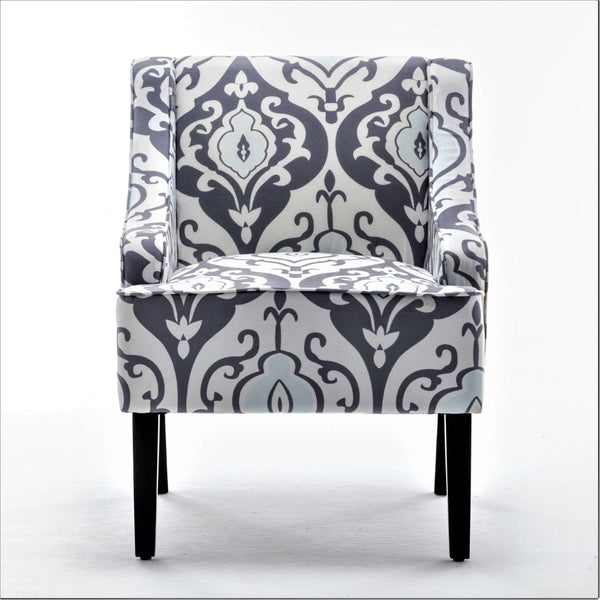 English Elm Versatile Solid Wood Accent Chair Velvet Upholstered Tailored Silhouette for Dining Bedroom White+gray B2735P511132