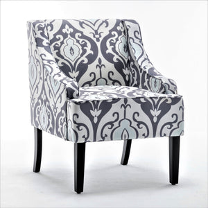 English Elm Versatile Solid Wood Accent Chair Velvet Upholstered Tailored Silhouette for Dining Bedroom White+gray B2735P511132