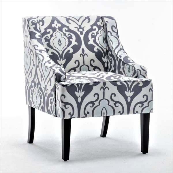 English Elm Versatile Solid Wood Accent Chair Velvet Upholstered Tailored Silhouette for Dining Bedroom White+gray B2735P511132