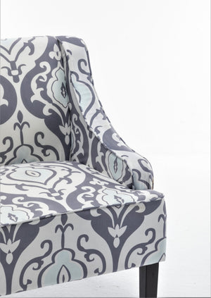 English Elm Versatile Solid Wood Accent Chair Velvet Upholstered Tailored Silhouette for Dining Bedroom White+gray B2735P511132