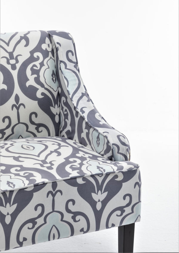 English Elm Versatile Solid Wood Accent Chair Velvet Upholstered Tailored Silhouette for Dining Bedroom White+gray B2735P511132