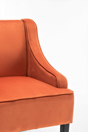 English Elm Versatile Solid Wood Accent Chair Velvet Upholstered Tailored Silhouette for Dining Bedroom Orange B2735P511134