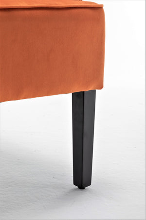 English Elm Versatile Solid Wood Accent Chair Velvet Upholstered Tailored Silhouette for Dining Bedroom Orange B2735P511134
