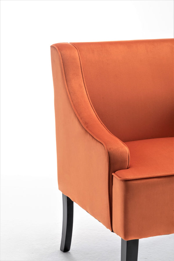 English Elm Versatile Solid Wood Accent Chair Velvet Upholstered Tailored Silhouette for Dining Bedroom Orange B2735P511134