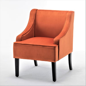 English Elm Versatile Solid Wood Accent Chair Velvet Upholstered Tailored Silhouette for Dining Bedroom Orange B2735P511134