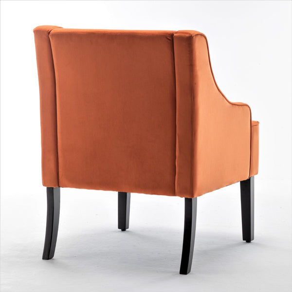English Elm Versatile Solid Wood Accent Chair Velvet Upholstered Tailored Silhouette for Dining Bedroom Orange B2735P511134