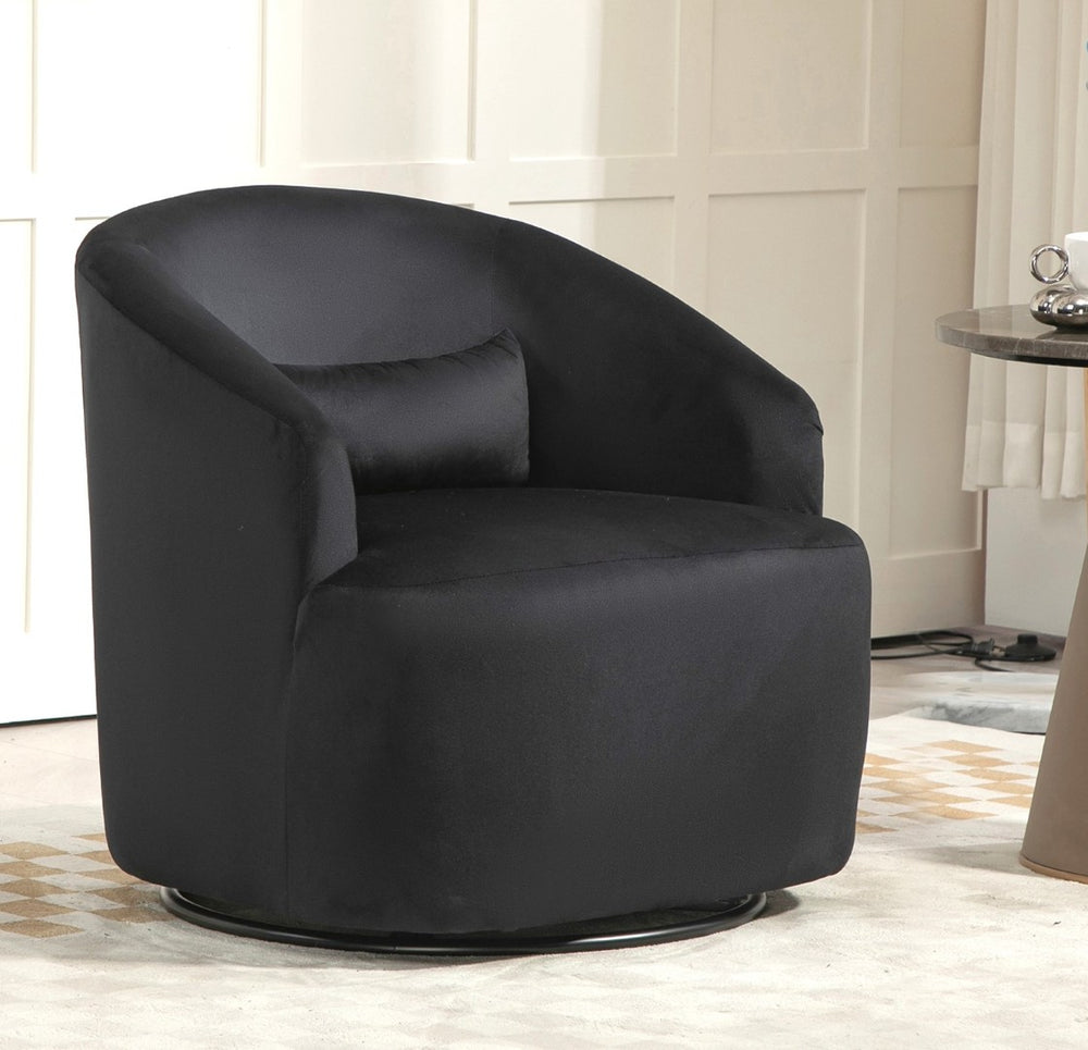 English Elm 360 Swivel Barrel Chair Plush Velvet Upholstery Curved Arms Contemporary Living Room B2735P511220